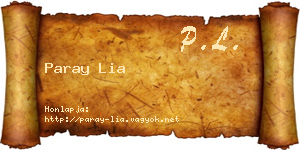 Paray Lia névjegykártya